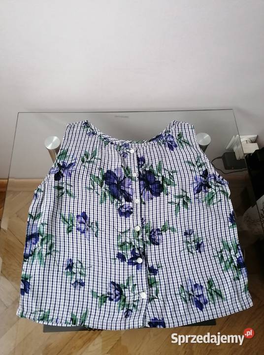 WALLISDAMSKI TOP BEZ RĘKAWÓW W KRATĘ KWIATY R38 łódzkie