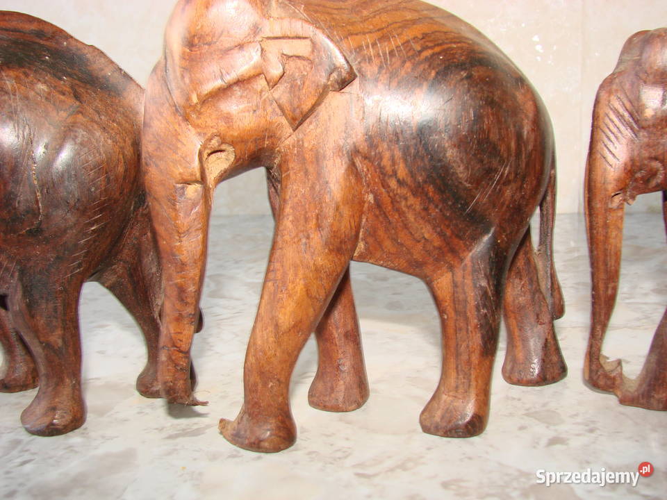 stado słoni indyjskie drewniane figury Pozostałe Pruszcz Gdański