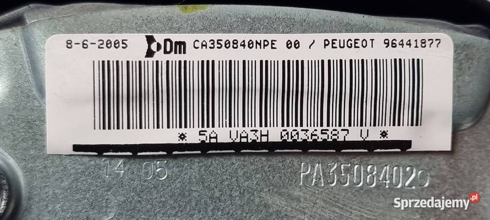 PODUSZKA AIRBAG PEUGEOT 1007 96441877 Lipno sprzedam