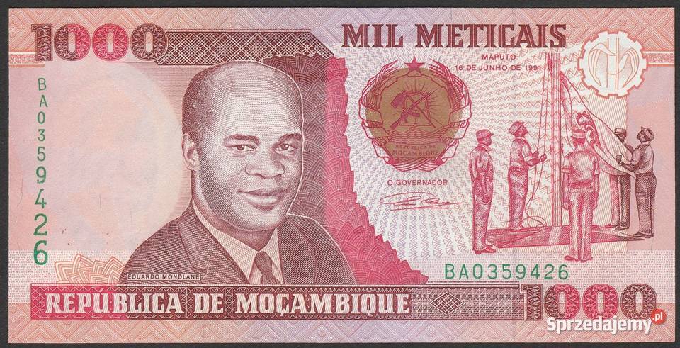 MOZAMBIK 1000 METICAIS 1991 STAN BANKOWY UNC łódzkie sprzedam