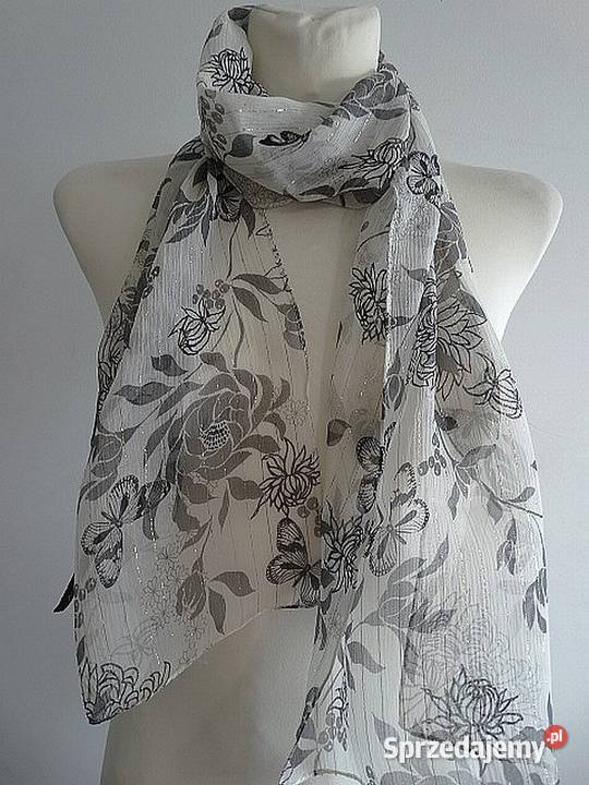 Szalik Jedwabny 93 Naturalny Jedwab Kremowy sprzedam