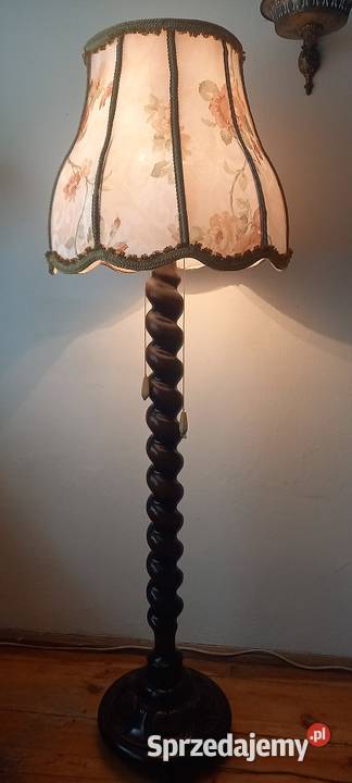 Salonowa wysoka drewniana lampa podłogowa z Antyki Skierniewice sprzedam