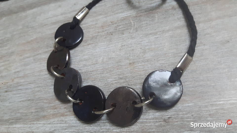 Naszyjnik ceramiczny ręcznie wykonany z gliny Rękodzieło Otwock sprzedam