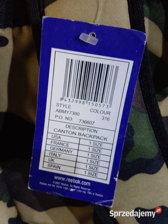 Plecak REEBOK kamuflaż nowy oryginalny mazowieckie Mińsk Mazowiecki