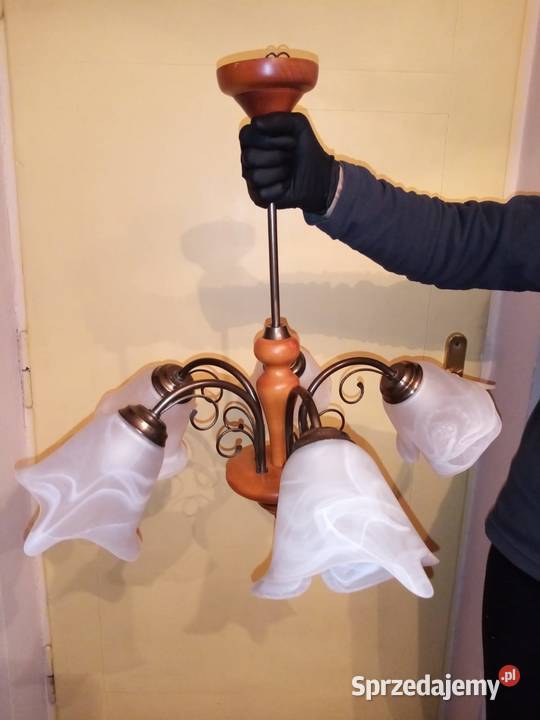 Żyrandol lampa sufitowa z pięcioma kloszami Wola Radziszowska