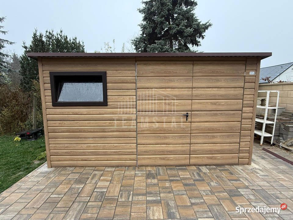 Domek ogrodowy 4x3m brama dwuskrzydłowa okno