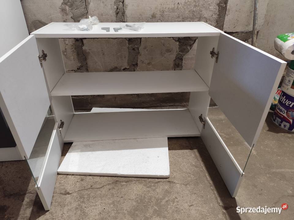 Szafka wisząca biała 80 z szybą Wolsztyn