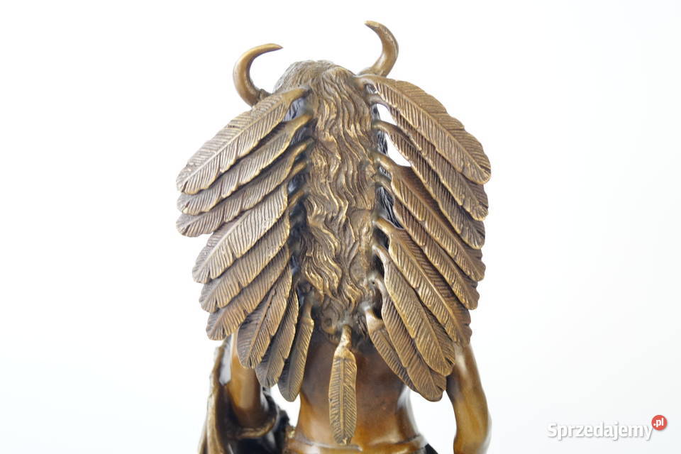 INDIANIN Z BRĄZU rzeźba figura duża wojownik Antyki Gizałki