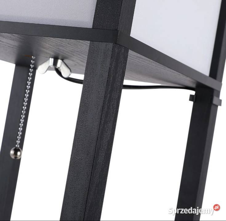 Lampa stojąca z półkami drewno czarne Pozostałe Bochnia