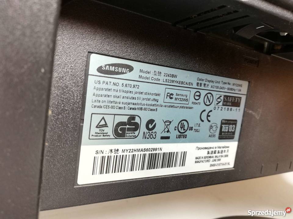 MONITOR SAMSUNG SYNCMASTER 2243BW 22 LCD LED Strzelin