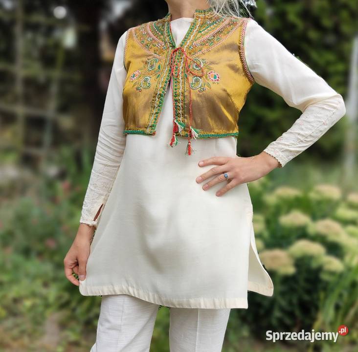 Złota kamizelka bolerko gorset S 36 etno folk Szczecin