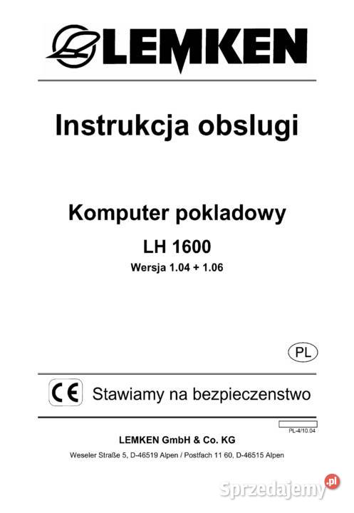 Instrukcja obslugi Komputer pokladowy LH 1600 wielkopolskie Szamotuły