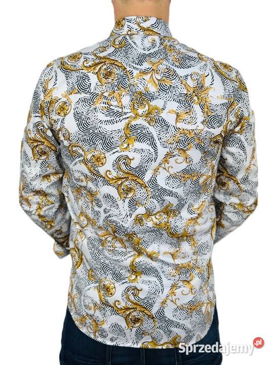 DANIEL BESSI Koszula męska fb114 biała złota Ostrów Wielkopolski