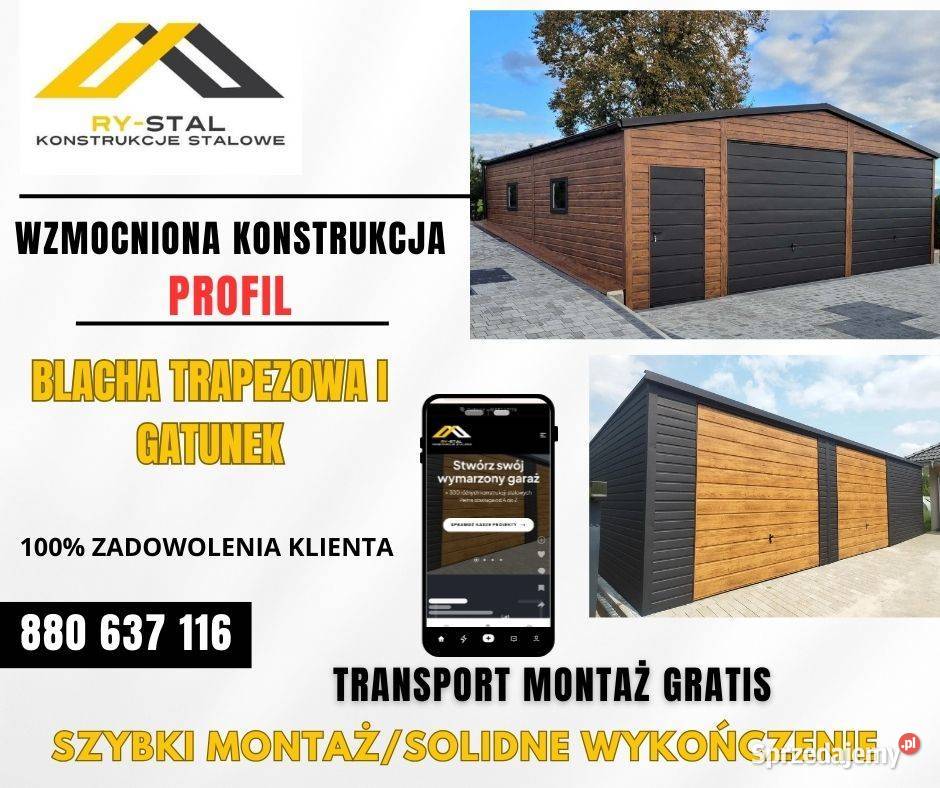 Garaż Blaszany Drewnopodobny 3x5 4x5 4x6 6x6 6x5 Sprzedaż łódzkie Dobra