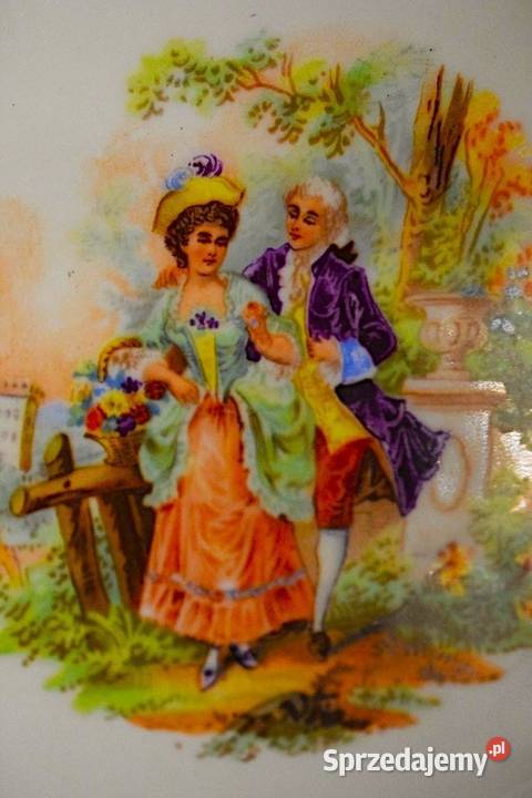 Talerz ażurowy ozdobny scena flirtu z XVII wieku Porcelana i szkło Chełmno sprzedam