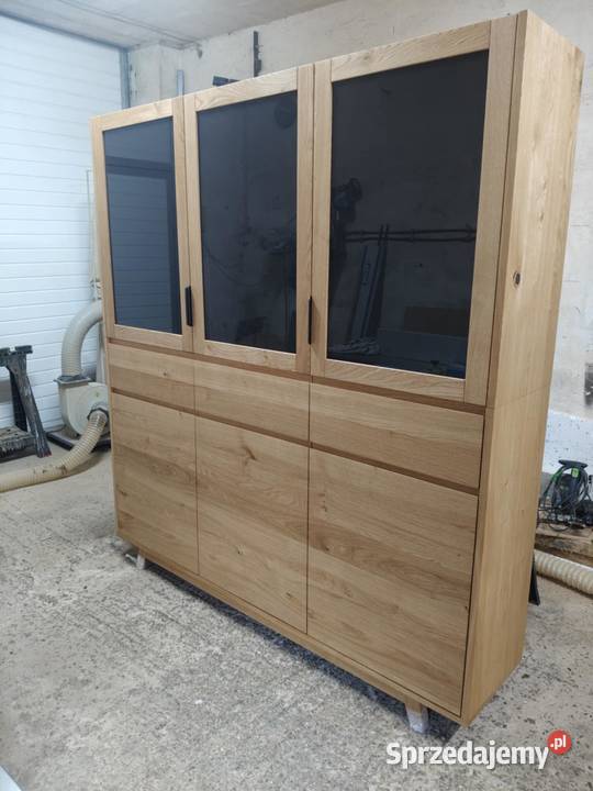 Witryna dębowa 180x200 ze szkłem Pępowo
