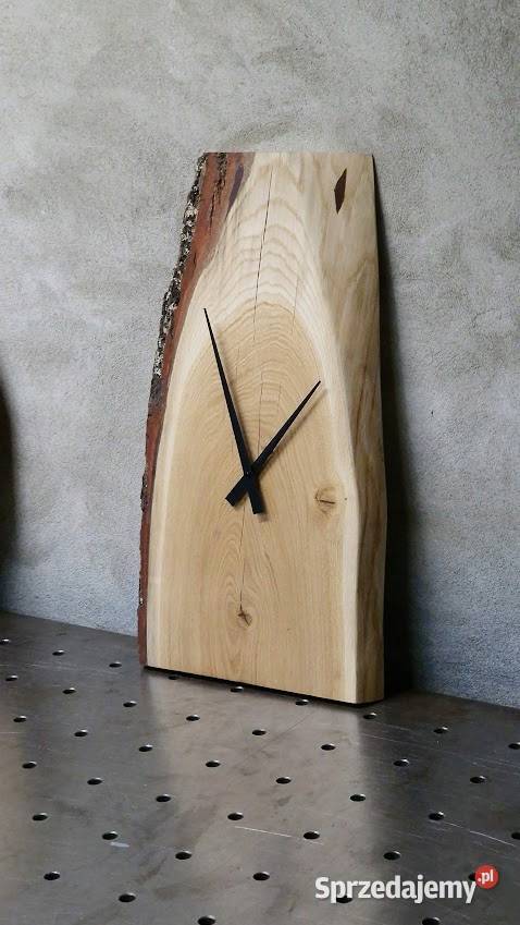 Zegar na ścianę wiszący duży loft naturalny dąb Bartoszyce