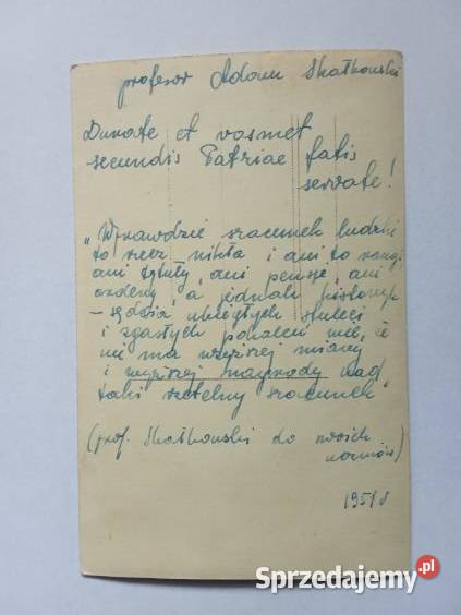 prof Adam Skałkowski 1951 kartka Skałkowski Łódź