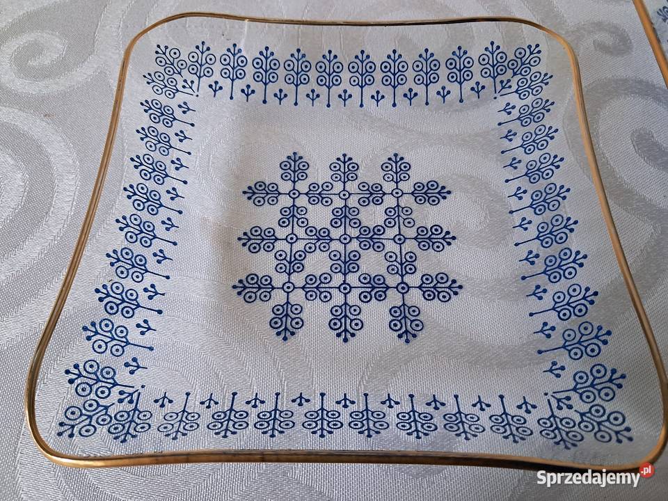 Komplet 3 szklanych pater vintage lata 70 PRL lubuskie Strzelce Krajeńskie