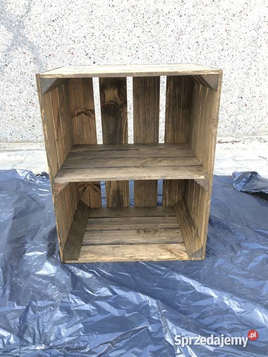 Drewniana skrzynka regał handmade rustykalny 30cm Poznań