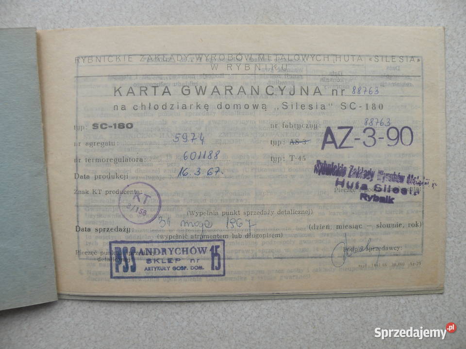 Lodówka SILESIA z PRLu Instrukcja obsługi Andrychów