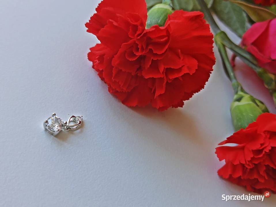 Zawieszka okrągłe oczko delikatna cyrkonia biała srebrne Warszawa sprzedam