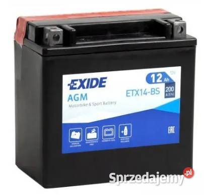 Akumulator motocyklowy EXIDE ETX14BS YTX14BS 12V Układ elektryczny, zapłon kujawsko-pomorskie sprzedam