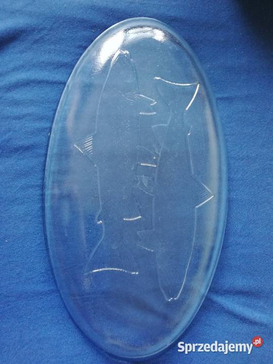 Szklany półmisek na rybki z lat PRL Warszawa