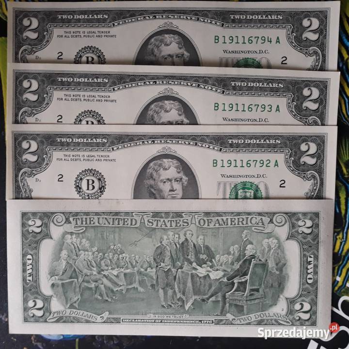4 x 2 Dolary USA 2017 rkolejne numerymennicze