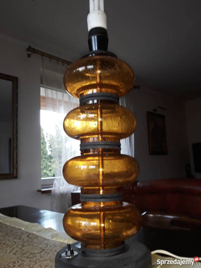 Lampa stojąca ze szkła krośnieńskiego PRL podkarpackie Rzeszów