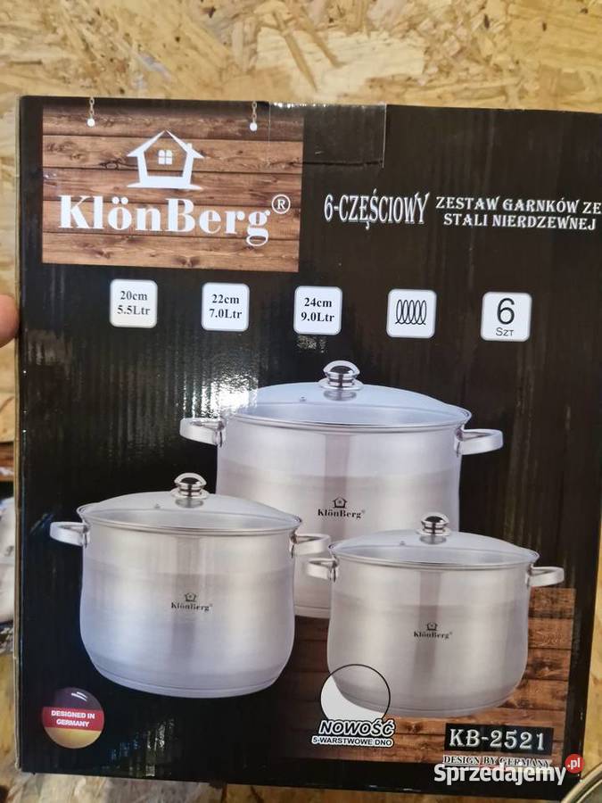 Zestaw dużych garnków ze stali KlnBerg 7 955L AGD drobne Głogowa