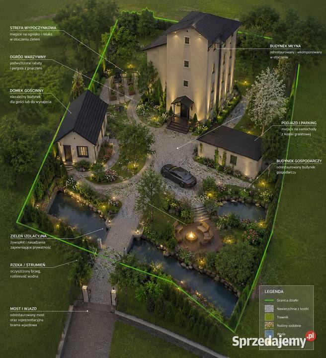 Renesansowy dom z ogrodem o zachodzie słońca na Chojna sprzedam