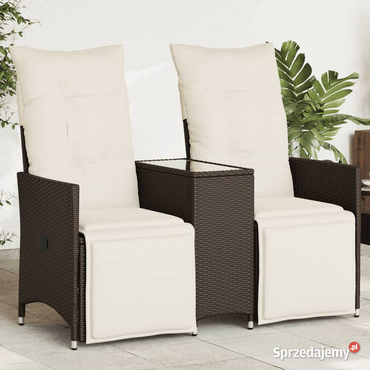 Rozkładana sofa ogrodowa ze stolikiem 2os brąz Warszawa