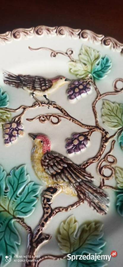 Secesyjny talerze ceramiczny ptaszki i winorośle Gdańsk sprzedam