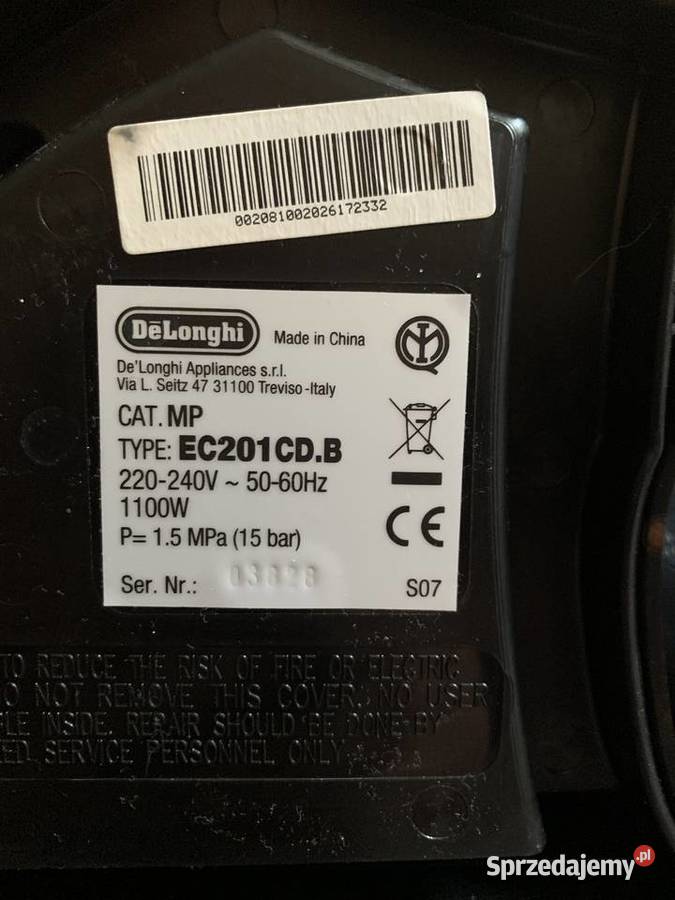 DeLonghi EC201CDB Ekspres kolbowy 15 bar sprawny Radom