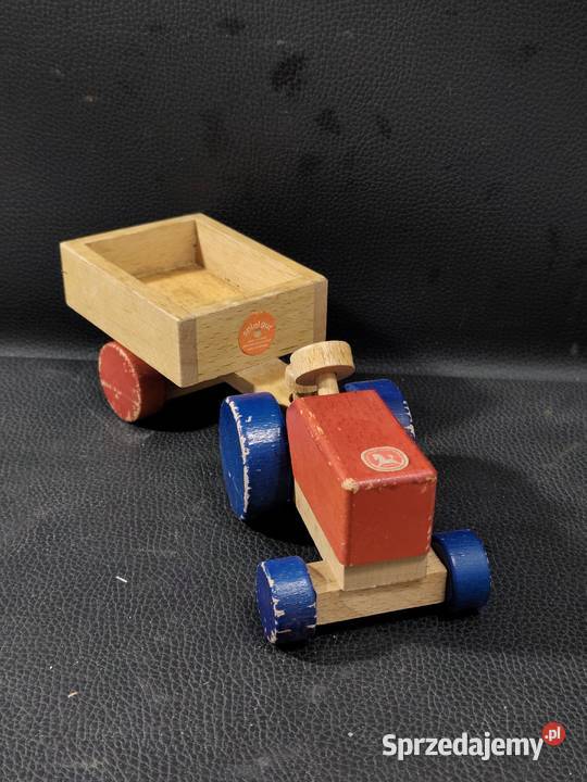 Vintage Drewniany Traktor z Przyczepą Konrad łódzkie Poddębice