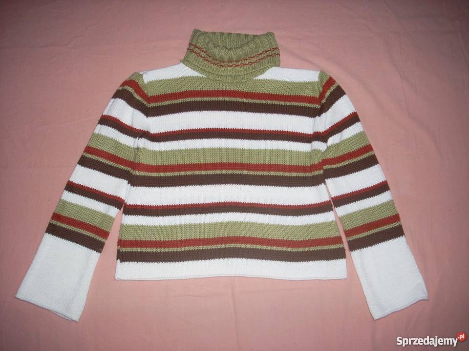 Sweter z Golfem Khaki Pasy 36 38 Nowy Sącz