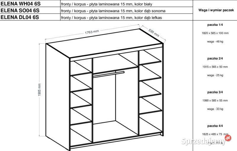 Duża szafa 4d z szufladami i lustrem dąb sonoma Gdańsk