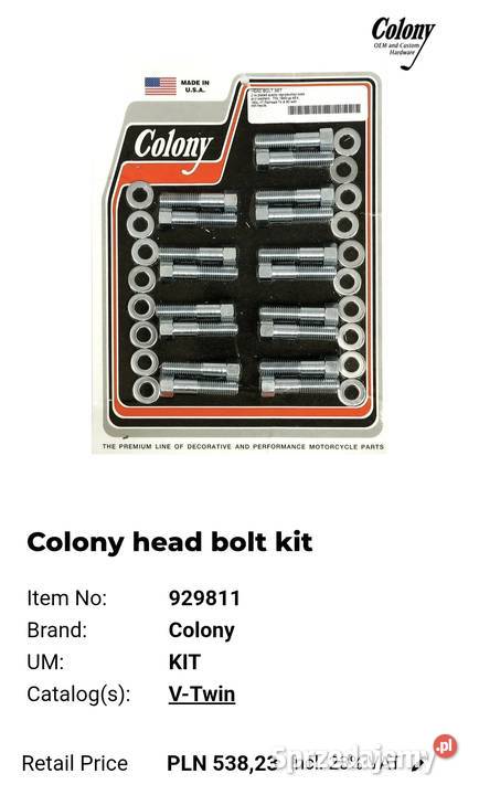 Harley WL WLA Colony śruby głowic żeliwne Ostrów Wielkopolski