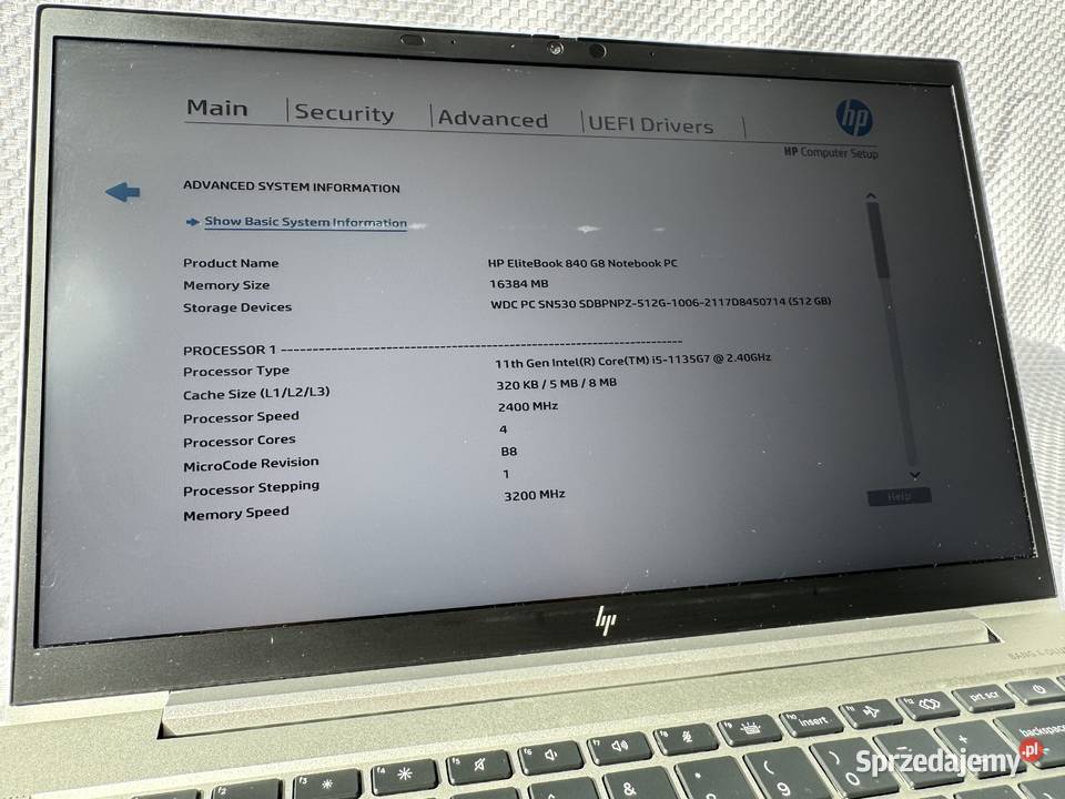 Laptop Elitebook HP 840 G8 i51135G724GHz 16GB małopolskie sprzedam
