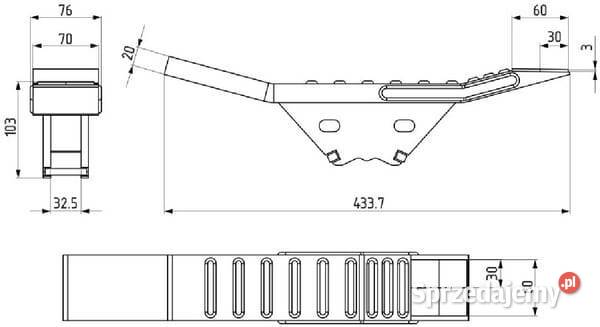 Redliczka 433x76 mm wzmocniona płaska 2otw