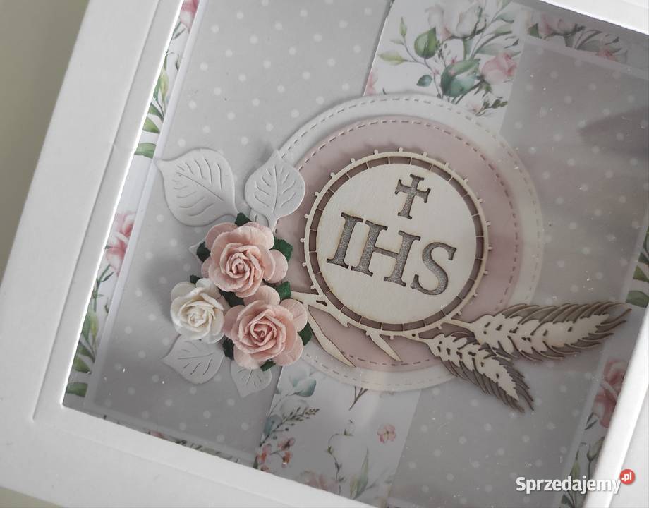 Kartka w pudełku ręcznie robiona na Komunię