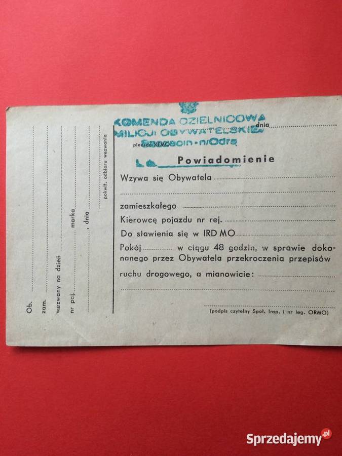 2541 Wezwanie Milicji Obywatelskiej zachodniopomorskie Szczecin