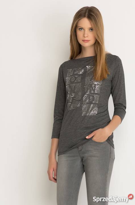 Koszulka z metalicznym nadrukiem szary/srebrny Olkusz