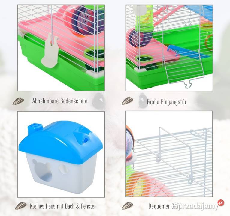 Klatka chomika gryzoni z akcesoriami Brzesko