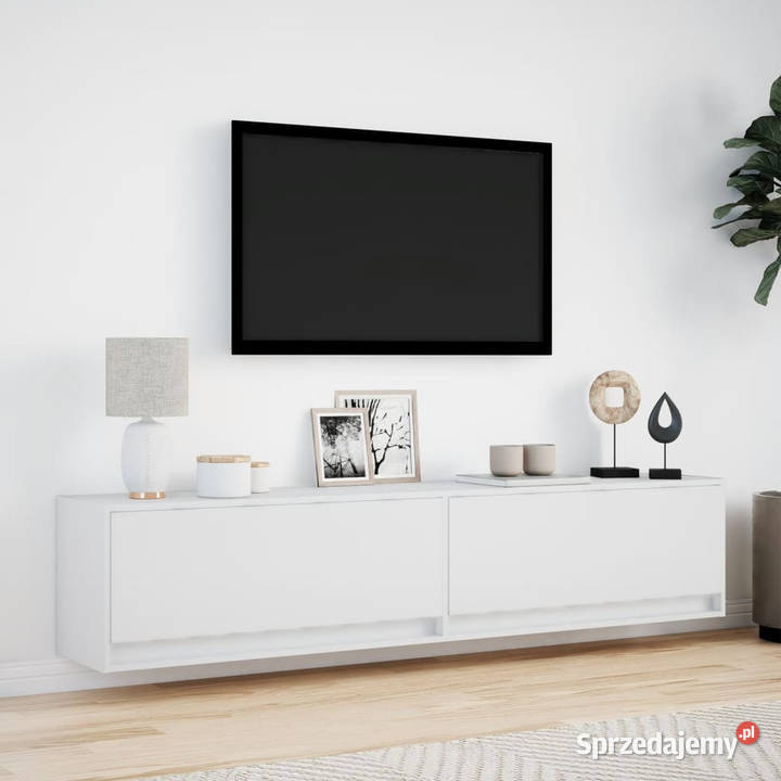 Ścienna szafka pod TV z LED biała 180x31x38 Warszawa sprzedam