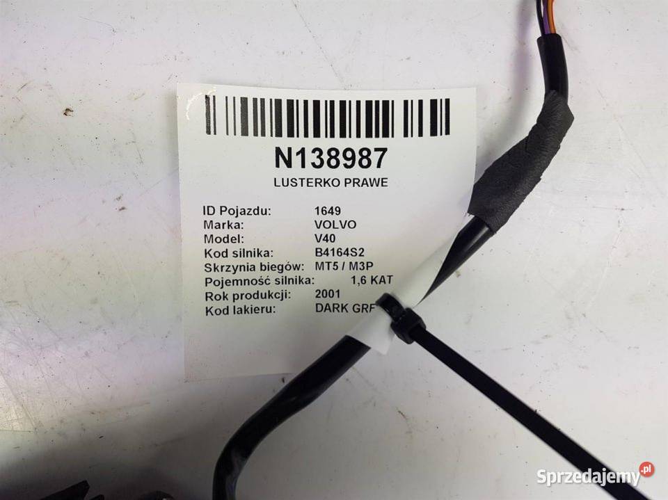 LUSTERKO PRAWE V40 5 PIN osobowe Lipno