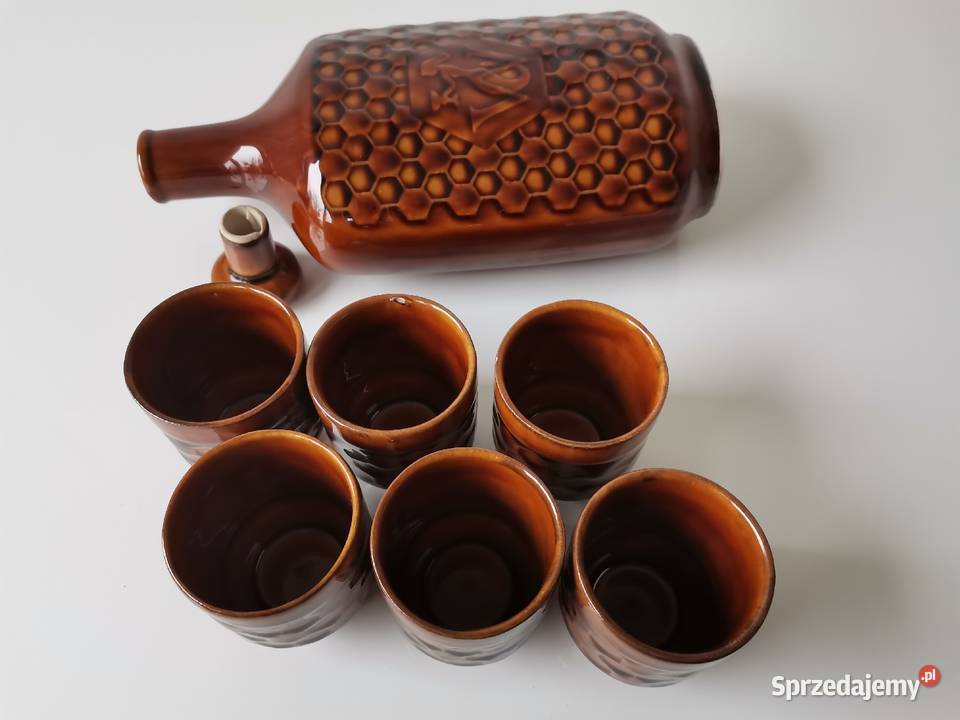 Stara karafka Syrenka kieliszki porcelit śląskie Katowice