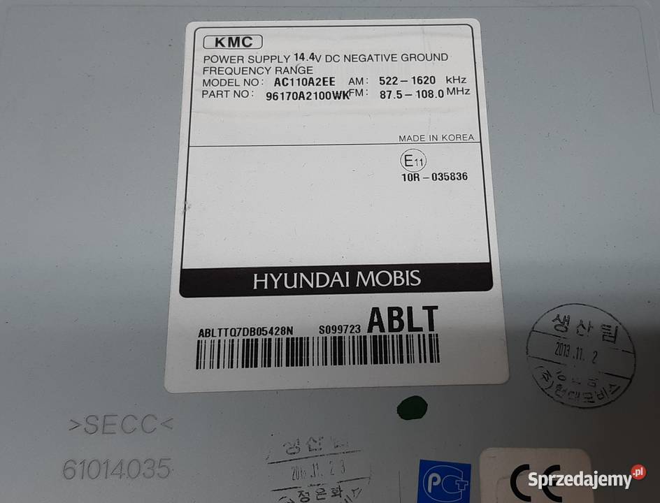 RADIO CD KIA CEED 2 II AC110A2EE 96170A2100WK Części Mielęcin
