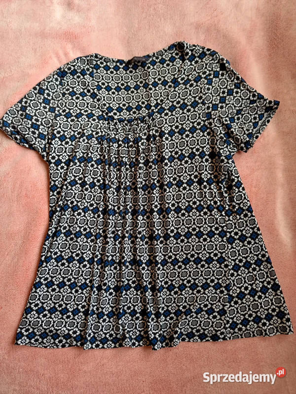 Wiskozowa niebieska bluzeczka we wzór MS r L XL Inny wzór podkarpackie Dąbrowica